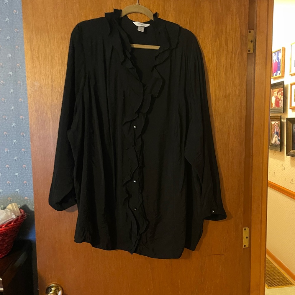 COPY - 5X CJ Banks Black Blouse Long Sleeve